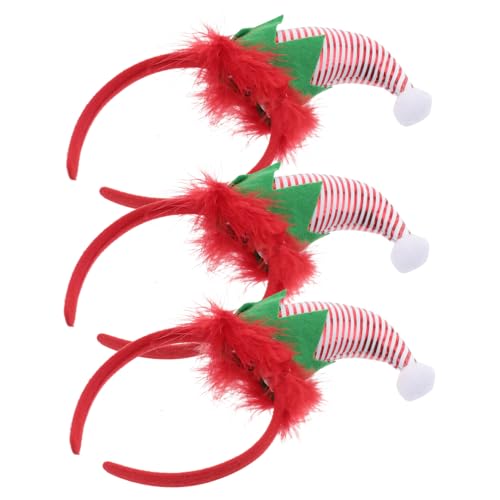 MAGICLULU 3St Weihnachtsstirnband Weihnachtselfe Strumpf Stuffer Stirnbänder Elfenohren weihnachts haarreif weihnachts haarschmuck Tophat-Kopfschmuck Hut Haarreifen Plastik rot von MAGICLULU