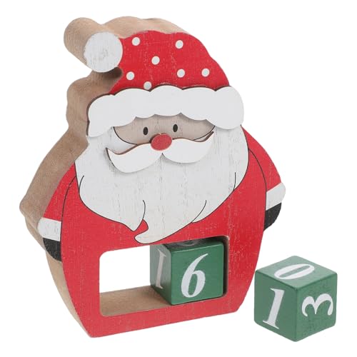 MAGICLULU 3d-kalender Countdown-kalender Aus Holz Countdown-kalender Weihnachtsmann-countdown-blöcke Weihnachtsmann-tischdekoration Tagesplaner 2024 Planungskalender 2024 Hölzern Rot von MAGICLULU