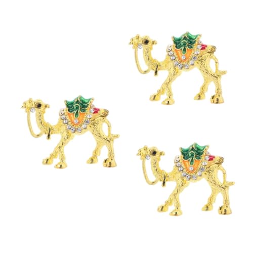 MAGICLULU 3er-box Kamel-schmuckkästchen Kamelfigur Für Ohrringe Schmuckbehälter Schmuckschatullen Aufklappbar Tierfiguren Aus Kristall Zinklegierung Golden von MAGICLULU