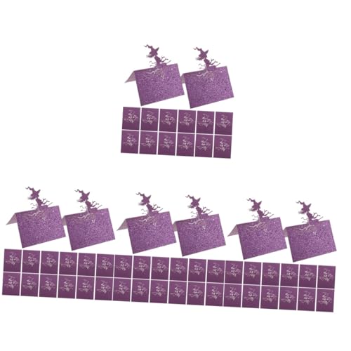 MAGICLULU 4 Sätze Sitzplatzkarten Halloween-requisiten Halloween-dekorationen Im Freien Party Tischkarten Hochzeit Funkeln Zelte Nennen Tischnummernkarten Papier Violett 50 Stück * 4 von MAGICLULU