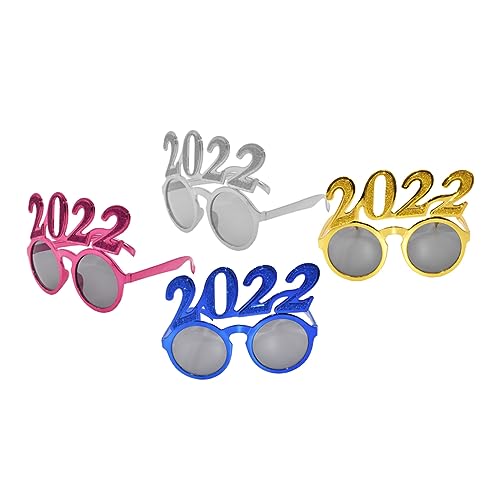 MAGICLULU 4 Stück 2022 Stylingbrille Bulk-sonnenbrillen Für Kinder Weihnachtsbrillengestell Brillenparty Foto-prop-brille Partybrille Silvesterbrille Schöne Brille 2022 Zahlenbrille Spaß Stk von MAGICLULU