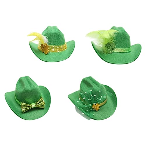 MAGICLULU 4 Stück Bogen Irisch Kopfbedeckung Kostüm Kappe Haarnadel Klopfen Haarspange in Hutform Mini-haarspangen St. Patrick's Day Haarspange Mini-partyhut St. Patricks-day-hut Gefühlt von MAGICLULU