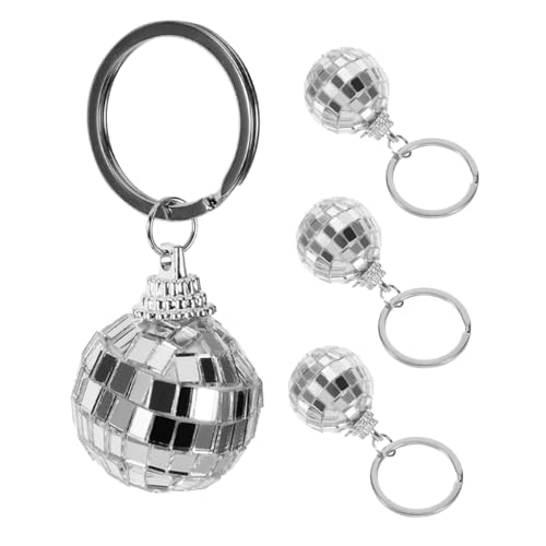 MAGICLULU 4 Stück Disco-schlüsselanhänger Disco-ballons Disco-lichter Autoschmuck Zubehör Zum Aufhängen Von Autos Mini-disco-kugeln in Loser Schüttung Ballonbogen-kit Plastik Silver von MAGICLULU