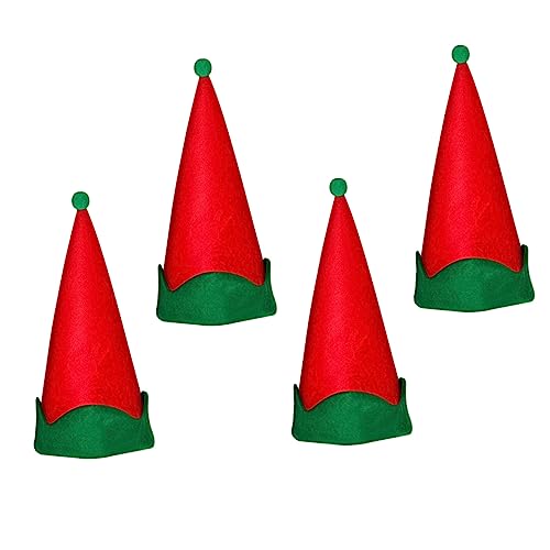 MAGICLULU 4 Stück Elfischer Spitzhut Elfenmützen Aus Filz Kostüm Für Weihnachtsfeiern Weihnachtselfenmützen Partyhut Elfenhüte Weihnachtsmannmütze Für Kinder Elfenkopfbedeckung Satin- von MAGICLULU