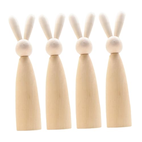 MAGICLULU 4 Stück Holzkaninchen Für Den Schreibtisch Hasenpuppen Verzierung Kleine Holzkaninchen Ostern DIY Holzkaninchen Holzkaninchen Tier Unvollendete Holzmalerei von MAGICLULU