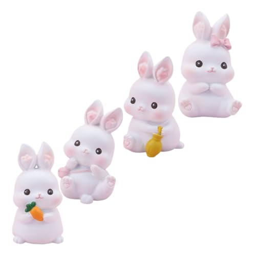 MAGICLULU 4 Stück Kaninchen Deko Ornamente Mini Häschenfiguren Meerschweinchen Zubehör Geburtstagstorten Dekorationen Puppe Süßer Häschen Kuchenaufsatz Einhorn Meerschweinchen von MAGICLULU