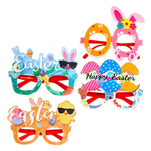 MAGICLULU 4 Stück Ostern Brillengestell Ostern zu Ostern Osterwimpeldekorationen entzückende Brille für Ostern Requisiten Osterparty-Gläser Filzstoff von MAGICLULU