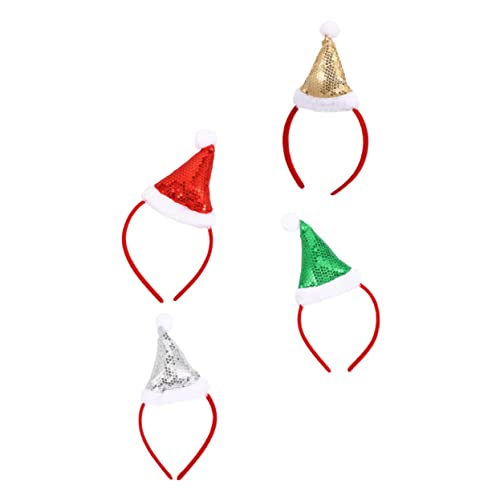 MAGICLULU 4 Stück Weihnachtsmütze Stirnband Weihnachts Pailletten Mütze Kopfbedeckung Weihnachtsparty Kopfbedeckung Weihnachts Kopfbedeckung Weihnachtsmütze Haarreifen von MAGICLULU