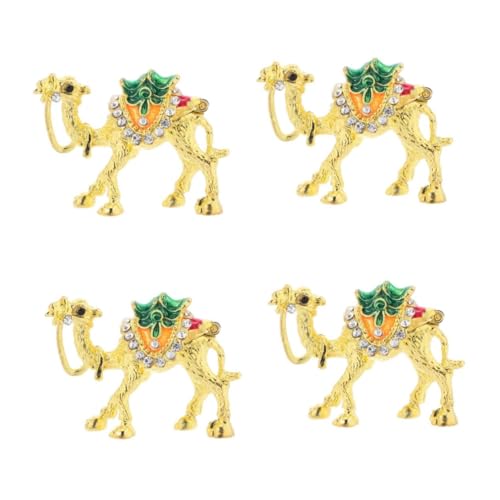 MAGICLULU 4 Teilige Kamel Schmuckschatulle Tierdekoration Kamelfigur Andenken Eheringe Halter Kleine Schmuckstücke Aufklappbarer Schmuck Organizer Schmuckkästchen Goldene von MAGICLULU