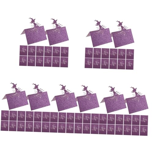 MAGICLULU 5 Sätze Halloween-dekorationen Im Freien Tischkarten Halloween-tischläufer Funkeln Hochzeitszeltkarte Namenskarten Für Tischbestuhlung Sitzplatzkarten Violett Papier 50 Stück * 5 von MAGICLULU