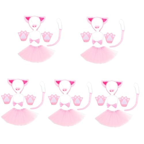 MAGICLULU 5 Sätze Schweinekostüm-Set Schweineohren Kostüm Stirnband Outfit Kuh Hühnerkostüm Halloween-Tutu Schweinekostüm für Cosplay-Kostüm Cartoon-Tierkostüm für Plüsch Rosa von MAGICLULU