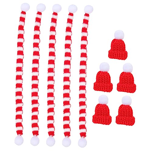 MAGICLULU 5 Sätze Weihnachtsminimütze Cracker Weihnachtsdekorationen Weihnachtsweinflaschenkleid Kleine Weihnachtsmützen Haustier Mini-weihnachtsmützen Zum Basteln Milchflaschendeckel Garn von MAGICLULU