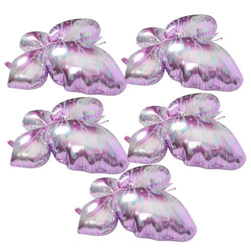 MAGICLULU 5 Stück Ballon Schmetterlinge Luftballons Ballonpumpe Babyrosa Luftballons Ballondekoration Partyballons Ballonstreifen Heliumballon-kit Ballonbogen Folienballons Aluminiumfolie von MAGICLULU