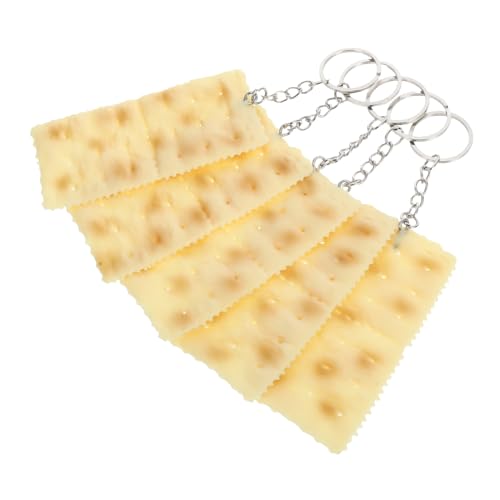 MAGICLULU 5 Stücke Simulierte Soda Crackers Keychain Gefälschte Lebensmittel Künstliche Cookies Gefälschte Kekse Künstliche Lebensmittel Modell Gefälschte Lebensmittel Schlüssel Ring von MAGICLULU