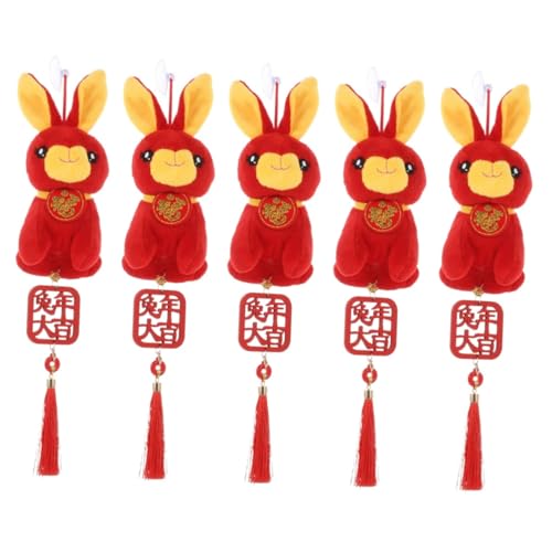 MAGICLULU 5st Kaninchen-Puppen-anhänger Chinesische Neujahrskaninchenpuppe Stofftier-Maskottchen- Sternzeichen Hase Puppe Jahr Der Hasenpuppe Schönes Hasen-stofftier Plüsch von MAGICLULU