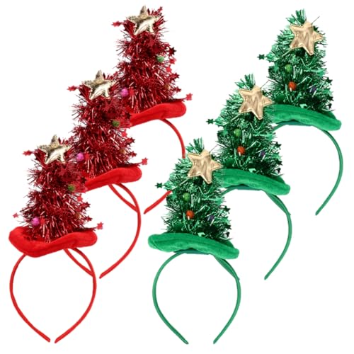 MAGICLULU Modisches Weihnachtsbaum-stern-stirnband 6 Stück Für Damen Und Mädchen Weihnachtshaarband Damen-stirnband Für Partys Samt von MAGICLULU