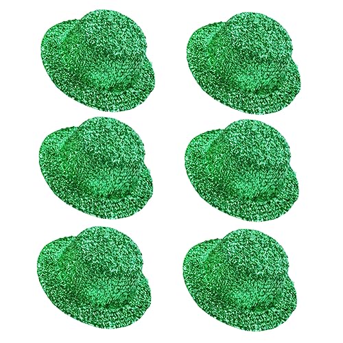 MAGICLULU 6St Irischer Hahnrei bandalette kindermütze festival cap kappe kopfhoerer glitzernde grüne Minihüte Herrenhüte Zylinder Mini-Partyhut Kobold-Hüte farbige Seidenwolle Green von MAGICLULU