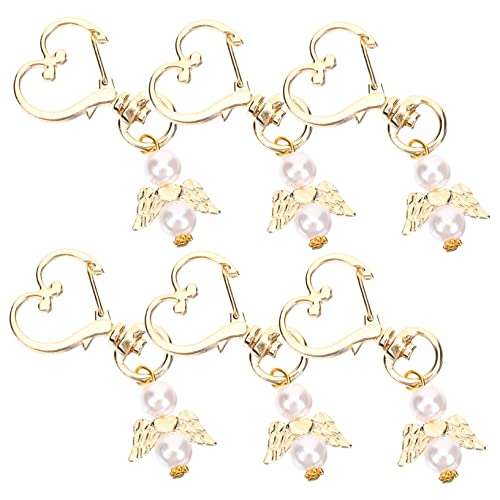 MAGICLULU 6St Schlüsselanhänger engelanhänger angel key chains schlüsselkette anahtarlık d-Ring Stern zur Geburtstagsfeier Gefälligkeiten für die Babyparty Legierung Weiß von MAGICLULU