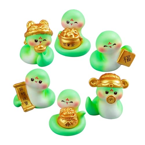 MAGICLULU 6st Glücksschlangen-Ornamente Tierkreis Mond- Schlangen-glücksbringer Auto Plüsch Münze Figur Jahr Der Schlange 2025 Maskottchen Glücksschlangenornamente Kuchendeckel Harz Green von MAGICLULU