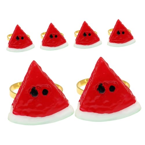 MAGICLULU 6st Wassermelonen-serviettenschnalle Frühlings-Mini-radiergummi Wasserlöffel Sommer Wassermelone Kaninchen-eierkorb Esstisch Serviettenringe -stirnbänder Früchte Eisen Rot von MAGICLULU