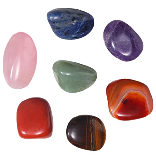 MAGICLULU 7 Stück Natürliche Kristallsteine Set Zarte Meditationssteine Für Tischdekoration Edelstein Perlen Für Wellness Und Wahrsagerei Bergkristall Amethyst Rosenquarz von MAGICLULU