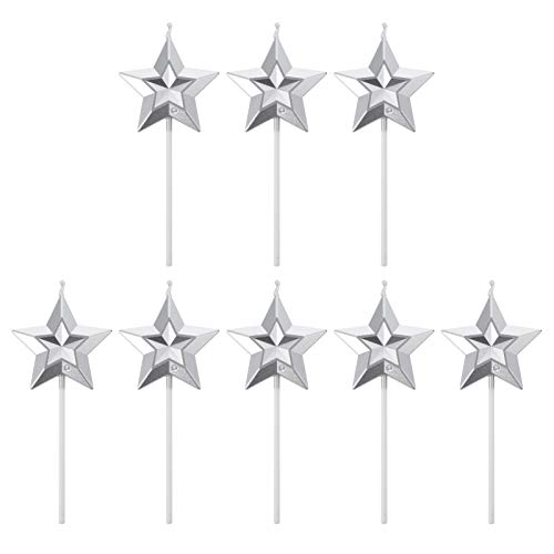 MAGICLULU 8 Stück 1 Satz Stern Dekorative Kerze Kuchen Topper Dekorationen Feenkuchendeckel Kuchenkerzen Geburtstagstorte Topper Kerzen Für Kuchen Party Kuchen Verzieren Abs Silver von MAGICLULU