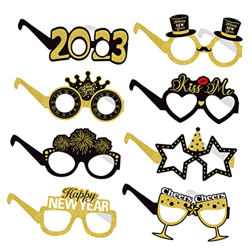 MAGICLULU 8st 2023 Neujahrsbrille Cosplay-zubehör Neuheit Neujahrsbrille 2023 Party-sonnenbrille Partygeschenke Für Das Neue Jahr Party-brillengestelle Performance-requisiten Dekor Papier von MAGICLULU