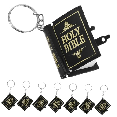 MAGICLULU 8st Bibel Schlüsselanhänger Bibelvers Schlüsselanhänger Miniatur-bibel-schlüsselanhänger Bibel Tabs Schutzengel Charme Schlüssel Hängende Verzierung Ring Pvc-außenhaut Black von MAGICLULU