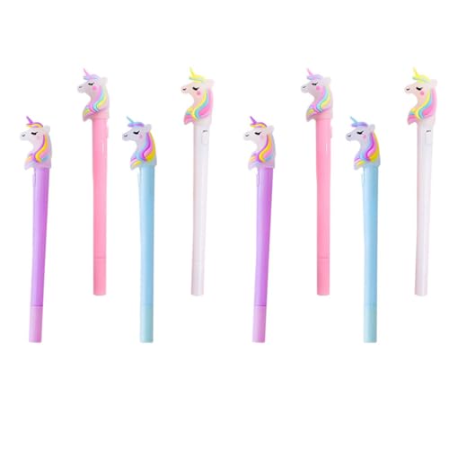 MAGICLULU 8st Einhorn Lichtstift Gel Stift Stifte Aufleuchten Tintenroller Mit Feiner Spitze Glänzend Leuchtende Kugelschreiber Leuchtende Stifte Einhorn Stift Plastik Blitz 3d Notizbuch von MAGICLULU