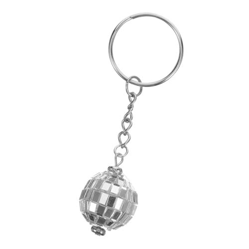 MAGICLULU Disco-schlüsselanhänger Reflektierende Spiegelkugel-schlüsselanhänger Mini-disco-kugel-schlüsselanhänger Kabel Haken Schwarzes Schlüsselband Ring Perlen Kette Draht Silver Plastik von MAGICLULU