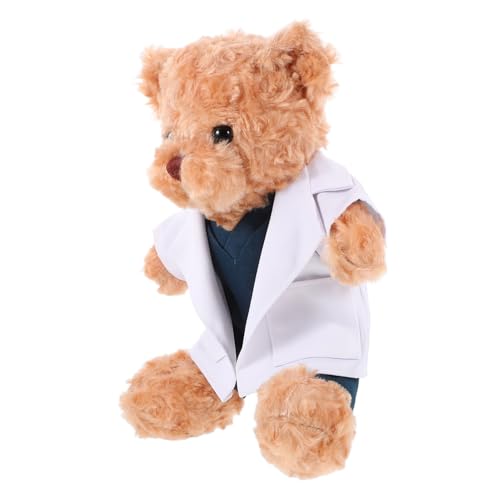 MAGICLULU Doktor-Bär-Puppe kinderarzt plüschbär Bärenpuppe Stofftier für Arzt weicher Stoffbär Plüschweste Bär gefüllte Puppendekoration Bär Plüschpuppe PP Baumwolle Light Brown von MAGICLULU