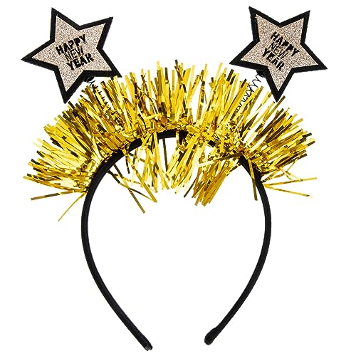 MAGICLULU Feiertagsdekorationen Neues Jahr Stirnband Spa-stirnband Glitzer-neujahrs-haarreifen Neujahr Haarband Party-kopfschmuck Stirnbänder Für Damen Party-stirnbänder Golden Vlies von MAGICLULU