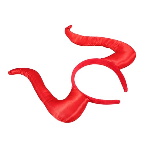 MAGICLULU Halloween-teufels-stirnband Stirnband Aus Teufelshorn Haarband Halloween-horn-stirnband Dämonenhorn Streifenhörnchen Hörner Haarspange Teufel Kostüm Frauen Hornclips Rot Stoff von MAGICLULU