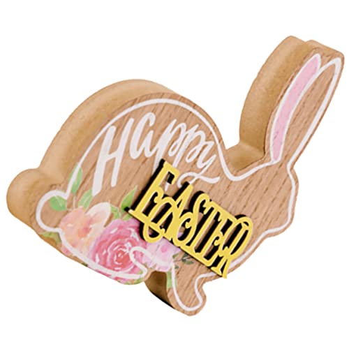 MAGICLULU Kaninchen-Holzverzierung Outdoor-Ornamente Ostern dekoratives Tischschild Osterdeko Easter Bunny Easter Decoration Table Tischschild aus Holz Desktop-Kaninchen-Schild-Ornament von MAGICLULU