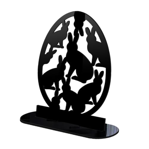 MAGICLULU Kaninchen-Verzierung Hasenschwanz meerschweinchen Futter Futterspender Puppe hasenfiguren Ostern mitgebsel Desktop-Kaninchen-Schild-Ornament Acryl-Tischschild für Ostern Black von MAGICLULU