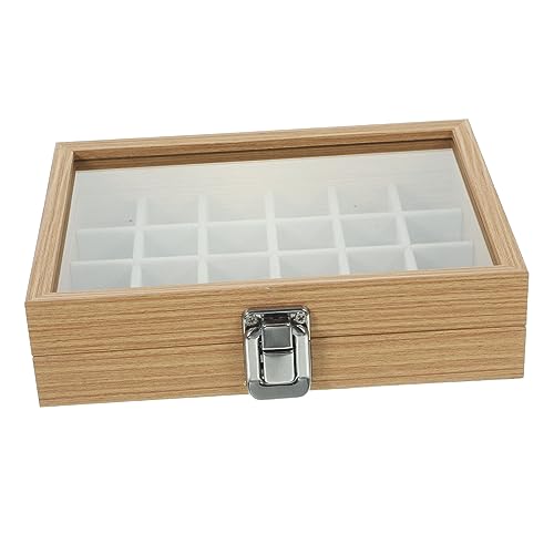 MAGICLULU Kasten Andenken Als Schmuckstück Aus Holz Schmuckschatulle Aus Schmuck-vitrine Holztablett Transparenter Schmuck Organizer Schmuck-display-tablett Glas Jahrgang Aufbewahrungskiste von MAGICLULU