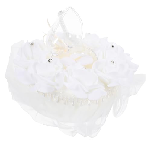 MAGICLULU Kasten Simulierte Blumenringbox Hochzeit zappeln Mini Deckel Anhänger Fall ringaufbewahrungs Box ringaufbewahrer Ringinhalt Rosenförmiges Ringgehäuse Etui für Ehering Perle Weiß von MAGICLULU