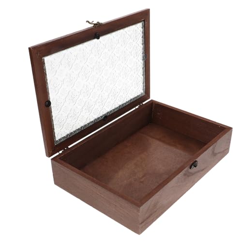 MAGICLULU Kasten schmuckschatulle aus holz Spielzeugaufbewahrung Abteil Korb Schmuckkästchen Schmuckbox mit Glasdeckel Schmucketui-Organizer Schmuckbehälter hölzern Coffee von MAGICLULU