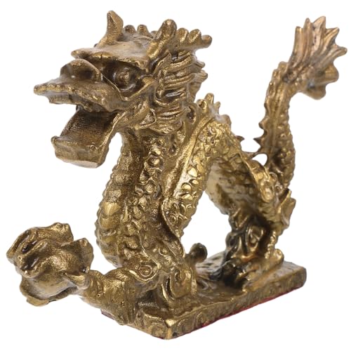 MAGICLULU Messing-Sternzeichen-Drachen-Ornament Chinesische Glücksfigur Dekor Chinesische Drachenstatue Mini-drachenfigur Reichtum Tierkreiszeichen-skulptur Büro Haushalt Feng-Shui-Drache von MAGICLULU