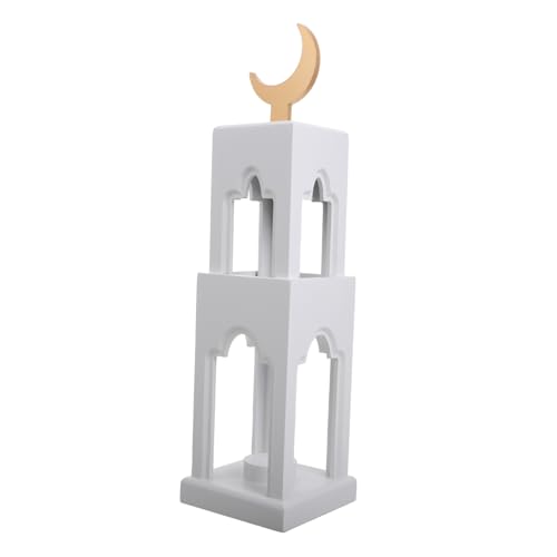 MAGICLULU Ornamente Dekoration Eid Mubarak Tischdekoration Handgefertigt Ramadan Schloss Hölzerne Ramadan Ornamente Tischplatte Für Ramadan Weiß von MAGICLULU