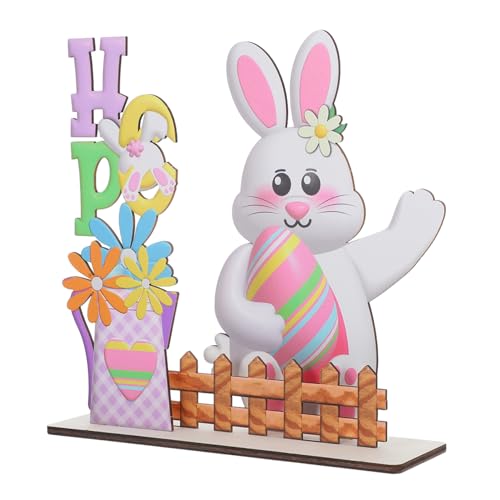 MAGICLULU Osterhase Holztischschild Frohe Ostern Hasen Abgestuftes Tablett Dekoration Tischplatte Regal Mittelstück von MAGICLULU