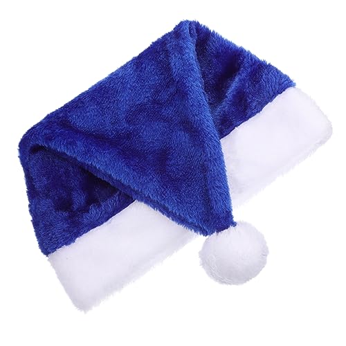 MAGICLULU Plüsch-weihnachtsmütze Gestrickte Weihnachtsmütze Grüne Weihnachtsmütze Große Weihnachtsmützen Für Kinder Weihnachtselfenmütze Blaue Weihnachtsmütze Hüte Blue Kurzer Plüsch von MAGICLULU