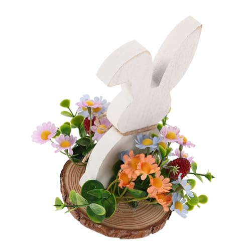 MAGICLULU Rustikale Hasenfigur Aus Holz Mit Blumenmuster Hasendekoration Bauernhaus Osterschild Frühlingshase Tischdekoration Für Ostern Tischdekoration von MAGICLULU