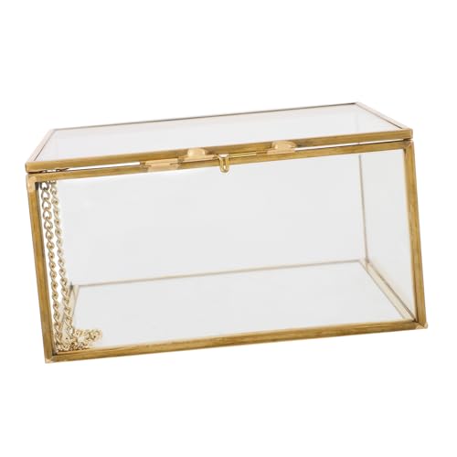 MAGICLULU Schmuckschatulle Aus Glas Schmuckkästchen Schmuckvitrine Mit Deckel Behälter Für Schmuck Und Schmuck Durchsichtiger Schmuck Vitrine Glasvitrine Kupfer Golden von MAGICLULU