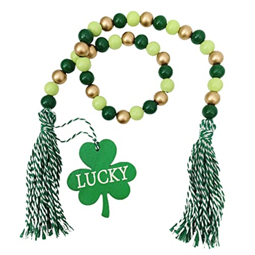 MAGICLULU Schnur Klee Quaste Perlen Perlengirlande Herbstgirlande fensterdekoration fensterpolster st. Patrick's Day St. Patrick's Day Herbst-Quasten-Girlande Quastengirlanden Holz von MAGICLULU