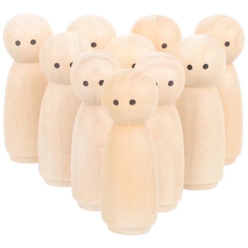 MAGICLULU 10 Stück Holzfiguren zum DIY Bemalen und Basteln Tortenfigur Figurenkegel Holzpflock Puppenkörper Holzfiguren Dekorative Pflockpuppenmenschen Spielzeug für Scheibengardinen 1,77 Zoll von MAGICLULU