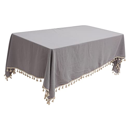 MAGICLULU Tischdecke Round Table Cloth tischläufer tischdeke tafeltuch tischwäsche Party Dekorationsfest Fransen Tischdekoration Tischdekorationen Tischtuch Bambus Light Grey von MAGICLULU