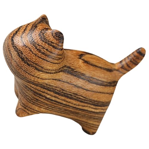 MAGICLULU Tsundere Katzenverzierung Plüsch Guck-Guck Handgeschnitzte Katzenfigur Dekorative Katzenfigur Dekorative Holzfigur dekorative Holzkatze Heimdekoration Sandelholz von MAGICLULU