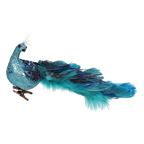 MAGICLULU Weihnachtsdekoration Pfau Dekorative Miniatur Pfauenfiguren Simulationspfauenverzierung Pfauen Tischdekoration Künstliche Gefiederte Vögel Kunstpfauendekoration Feder Blue von MAGICLULU