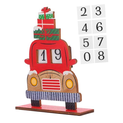 MAGICLULU Weihnachtsdekoration Roter Lkw-weihnachtsdekor Wichtel-adventskalender 2024 Weihnachtszimmerdekoration Tischdeko Weihnachtskalender Tage Bis Weihnachten Zeichen Hölzern von MAGICLULU